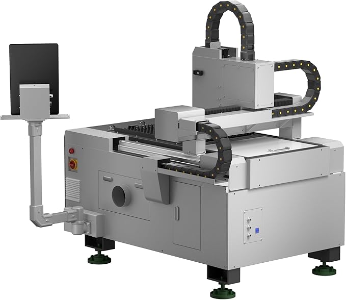 OMTech 1500W Fiber Laser Cutter, 23.6 x 23.6 in. Semi-Enclosed Fiber Laser Cutting Machine with Built-in Water Chiller & External Exhaust Fan, Metal Laser Cutter for DIY Craft Projects Metalworking-DeskLoop Office