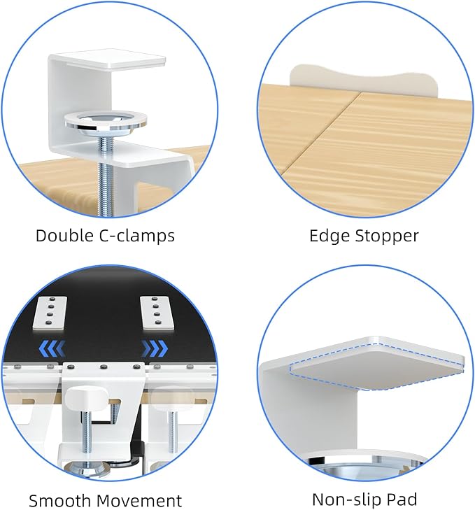 suptek Large Keyboard Tray Under Desk Pull Out with C Clamp Mount, Keyboard & Mouse Tray, 34 (38 Including Clamps) x 11.8 inch Slide-Out Platform Computer Drawer for Typing, Light Wood, DSF1LQM-DeskLoop Office