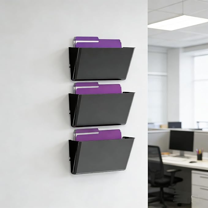 MINDEPOT 3 Pockets Acrylic Wall File Organizer, Plastic Hanging Wall File Holder - Image 6