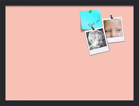 PinPix 23x17 Inch Cork Bulletin Board. This Decorative Framed Pin Board Comes with Pink Pastel Design and a Satin Black Frame. Ideal for Home Office Decor or Message Board (PinPix-1813)-DeskLoop Office