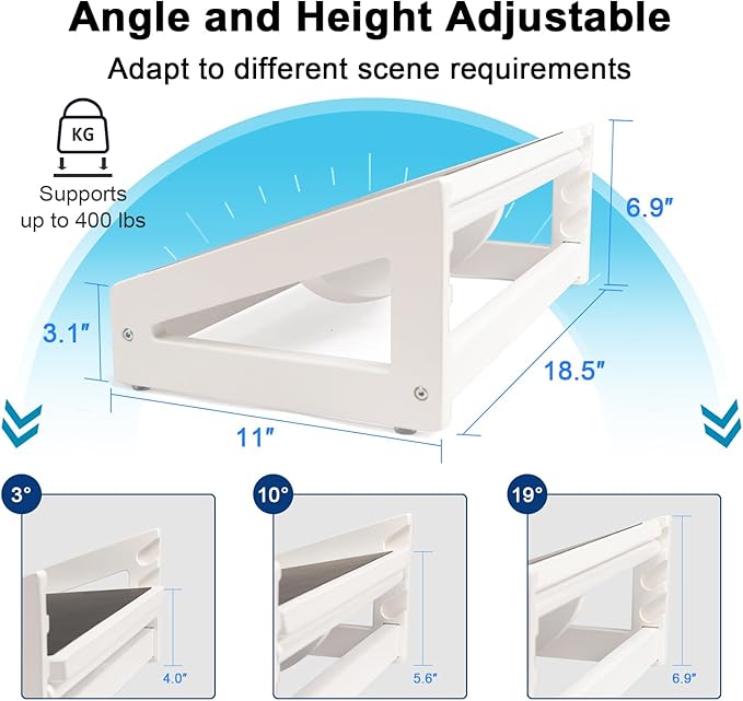 WOOD CITY Under Desk Footrest, 3 Heights Adjustable Foot Rest with Silicone Surface, 3 in 1 Non-Slip Foot Stool Improve Posture, Reduce Fatigue & Pain, Ideal for Home/Office/Gaming (White)
