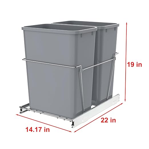 Double Pull-Out Trash Can for Under Kitchen Cabinets Include Double 35QT Trash Bin Doesn't Include Door Fittings, Bottom-Mount Recycling Bin-DeskLoop Office