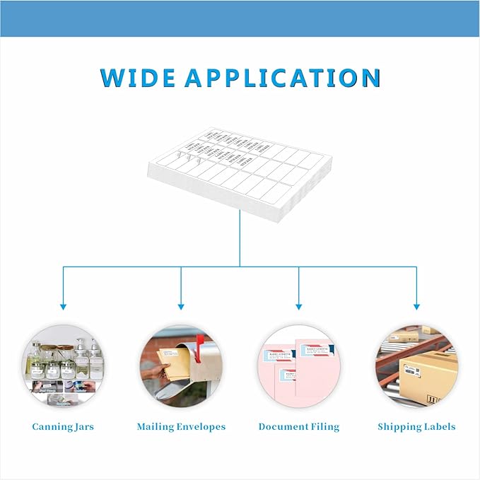 Address Labels, JIQEZNL Premium 1" x 2-5/8" Mailing Labels for Envelopes, 1800 Address Label Sticker Paper for Laser/Ink Jet Printer, White Blank Printable Sticker Labels 30 Per Sheet 8.5"×11"-DeskLoop Office