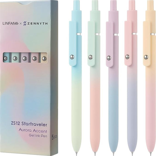 LINFANC Cute Gel Pens - 5pcs Medium Point 0.7mm Black Ink Pens for Journaling & School Supplies-DeskLoop Office