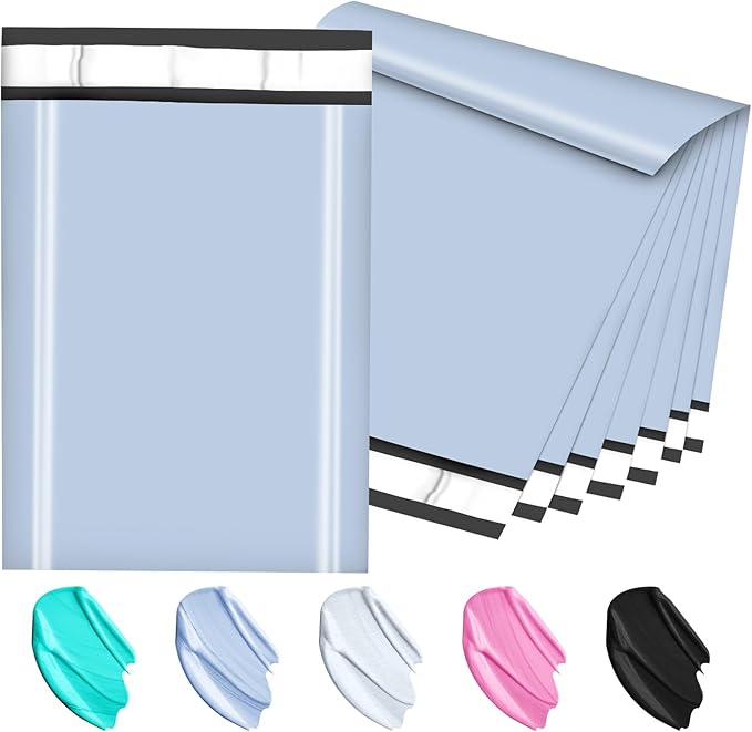 Poly Mailers 10x13 Inch 200 Pcs, Light Blue Shipping Bags, Mailing Envelopes with Self Seal Adhesive Strip, Waterproof and Tear-Proof Poly Bags for Non-Fragile Items-DeskLoop Office