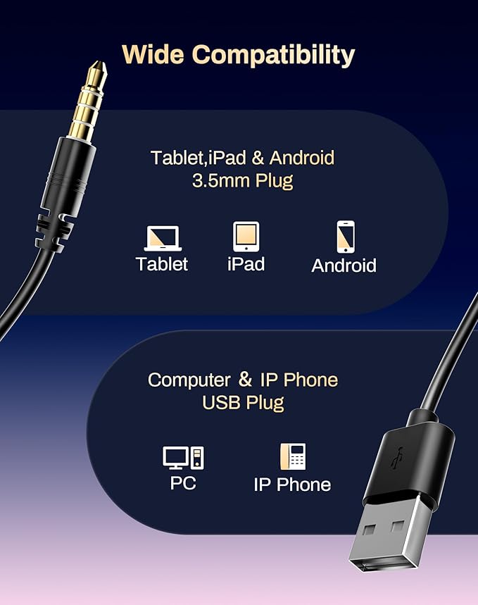 USB Headset with Microphone for PC-Wired Noise Reduction Office Headset work for Laptop/Mac,Computer Headphones with Volume Control & Mic Mute,Compatible with Zoom/Skype/MS/Teams/Call Centers-DeskLoop Office