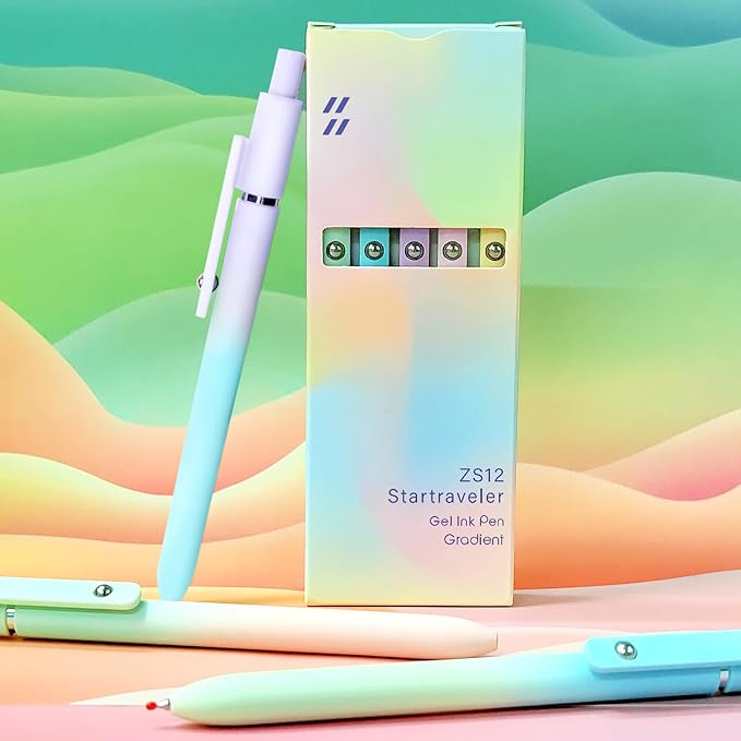 Gel Pens, 10 Pcs Black Ink Pens for Women, 0.7mm Medium Point Smooth Writing Pens with Silicone Grip, High-End Series Metal Clip Retractable Pens for Journaling Note Taking (10 Pcs Pastel)-DeskLoop Office