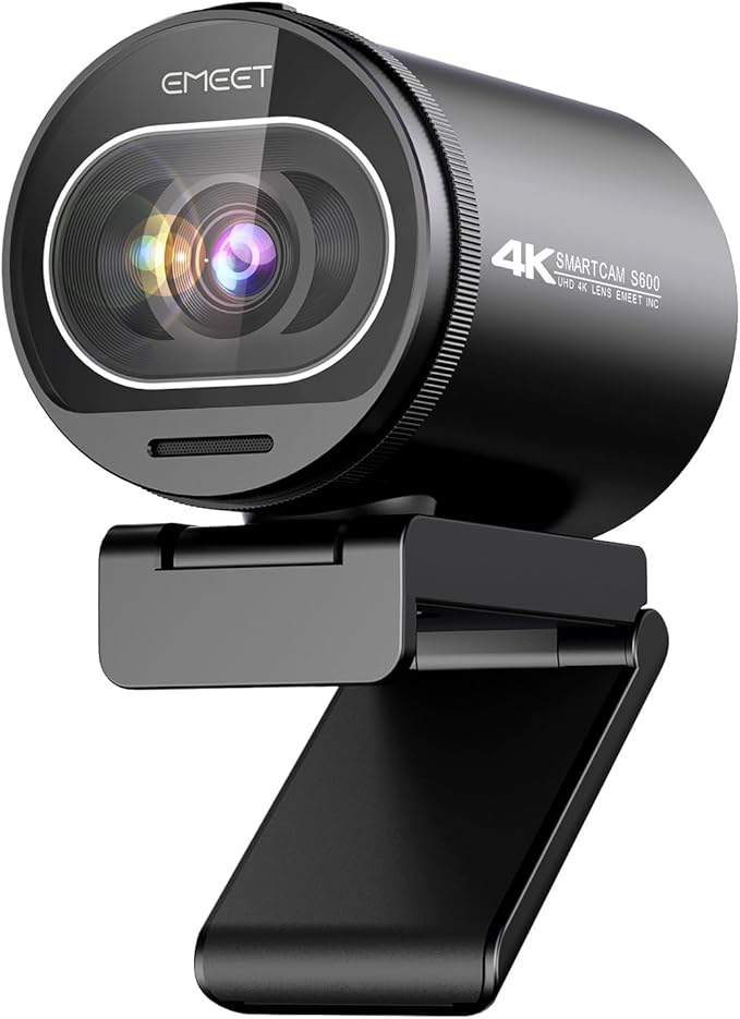 EMEET S600 4K Webcam for Streaming - Sony 1/2.5'' Sensor, PDAF Autofocus, 1080P@60FPS, 2 Noise Reduction Mics, Built-in Privacy Cover, 73° FOV, Streaming Camera for Live Commerce/Gaming/Beauty-DeskLoop Office