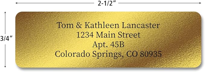 Personalized Return Address Labels, Roll of 500 Gold Foil Self-Adhesive Labels Without Dispenser, Customize with Name & Shipping Address, Colorful Images-DeskLoop Office