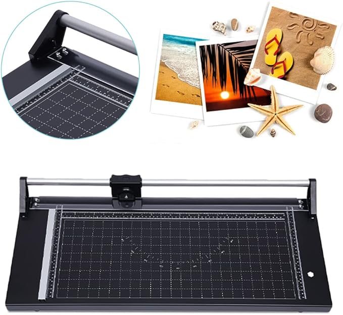24 Inch Commercial Manual Precision Rotary Paper Trimmer Cutter,Heavy Duty,Smart Cut for Photo Paper, Film, Art Paper Jam, Office Paper, Thin Plastic Soft Board, PVC,Cutting Table 80x31.5cm-DeskLoop Office