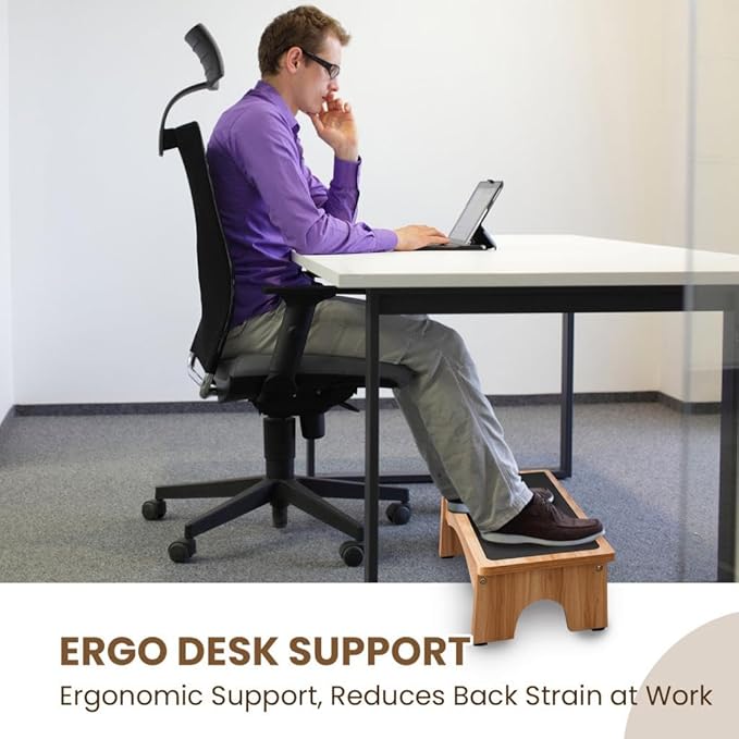 StrongTek Adjustable Foot Rest for Under Desk, 3-Level Adjust Incline, 7" Step Stool for Kids Adults, Ergonomic Foot Stool Relieves Swelling, One Step Stool with Non-Slip Surface for Home and Office-DeskLoop Office