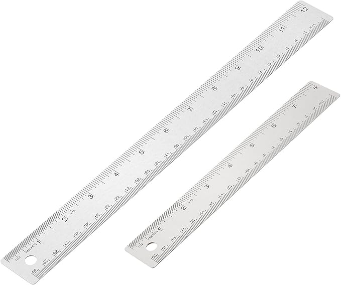 PATIKIL 8, 12 Inch Stainless Steel Straight Edge Ruler, 2 Pcs Cork Backing Non-Slip Metal Ruler with Inches Centimeter Metric Measuring Tools for Office-DeskLoop Office