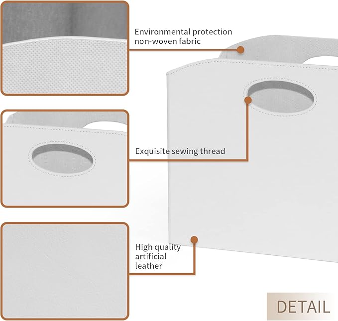 EZDeco Magazine Holder Foldable Magazine Rack Floor PU Leather File Holder Newspaper Book Storage Basket Document File Folder Organizer for Office Home (White-1)-DeskLoop Office