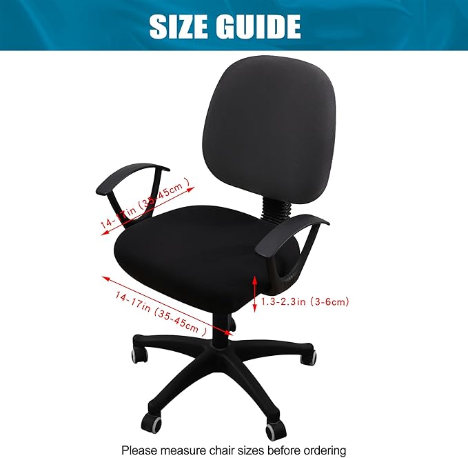 Smiry Printed Office Computer Chair Seat Covers, Stretch Fit Universal Desk Rotating Chair Cover Washable Removable Seat Cushion Protectors - Black-DeskLoop Office