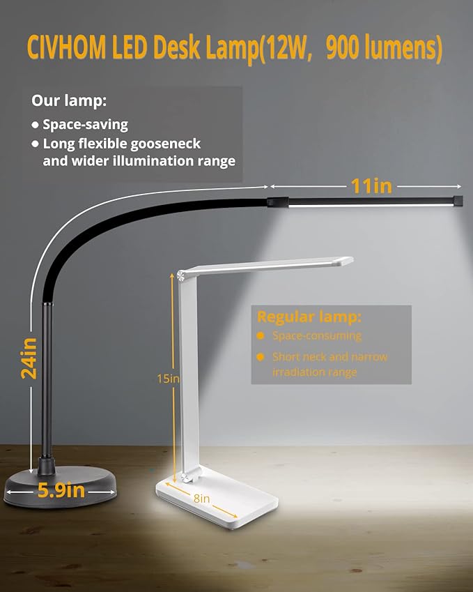 LED Desk Lamp, Swing Arm Architect Task Lamp with Long Flexible Gooseneck, 3 Color Modes, and USB Adapter, Dimmable Desk Light for Home/Office/Drafting/Reading/Piano-DeskLoop Office