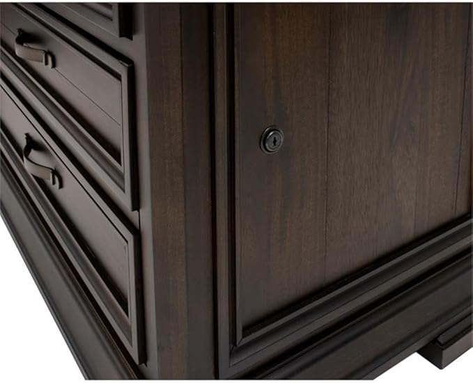 BOWERY HILL Executive Lateral File with Solid Wood Plank Top in Brown-DeskLoop Office