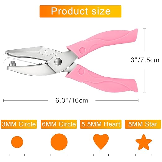 4 Pack Handheld Hole Paper Punch Kit,Single Hole Punch, Heart and Star Hole Punch, Rubber Handled-DeskLoop Office