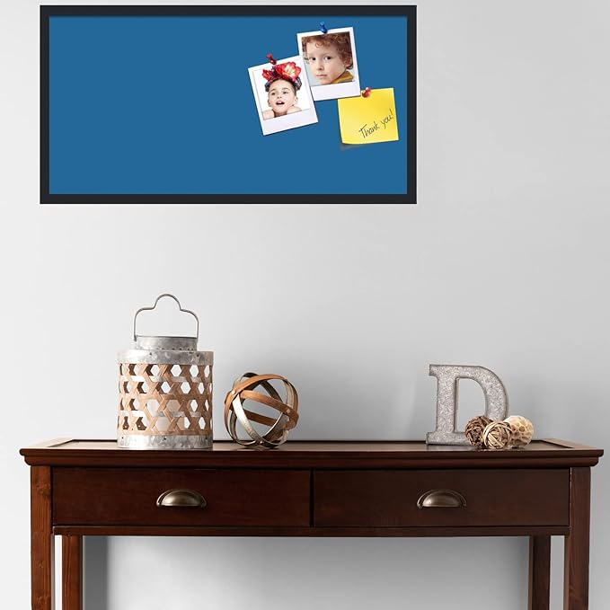 PinPix 36x18 Inch Cork Bulletin Board. This Decorative Framed Pin Board Comes with Navy Pastel Design and a Satin Black Frame. Ideal for Home Office Decor or Message Board (PinPix-1811)-DeskLoop Office