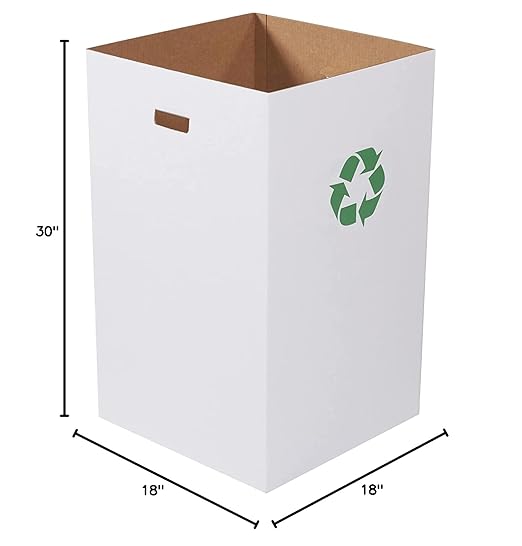 AVIDITI Cardboard Trash Cans and Recycling Bins, 40 Gallon 18"L x 18"W x 30"H (10-Pack) Reusable or Disposable Pop Up Garbage Boxes for Parties, Outdoor Events, Heavy Duty, Recycle-DeskLoop Office