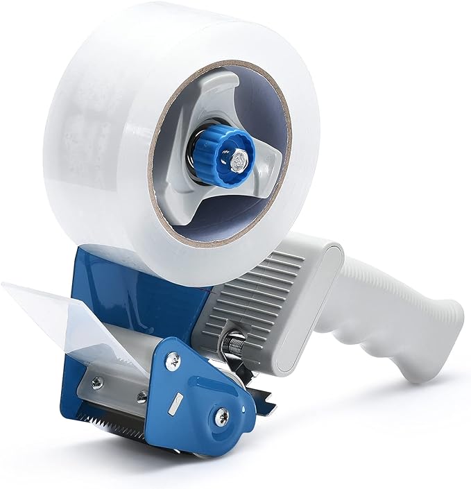 Packing Tape Dispenser Gun (2 Packs) Pacific Mailer 2 Inch Tape Gun Dispenser with 2 Inch Carton Packing Tape, Lightweight Industrial Side Loading Tape Dispenser - Blue-DeskLoop Office