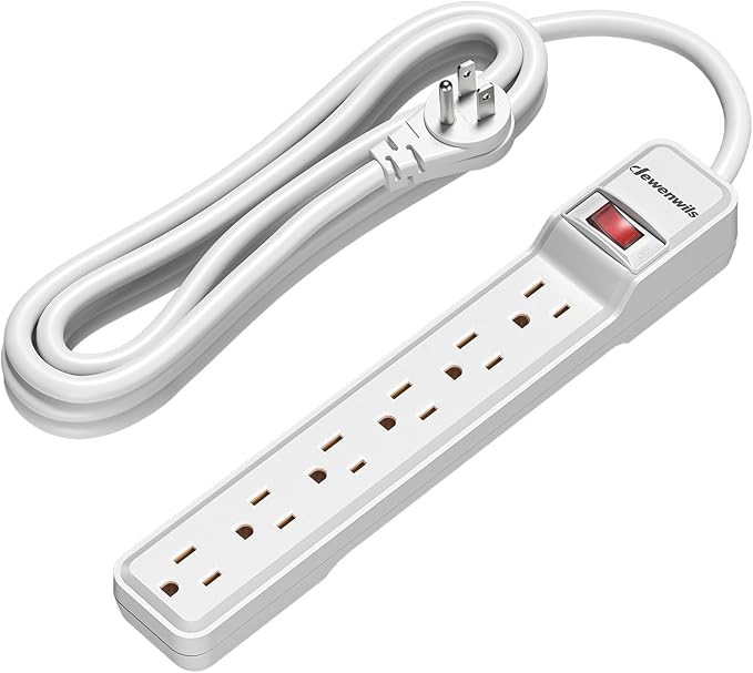 DEWENWILS 6-Outlet Power Strip Surge Protector, 15FT Long Extension Cord, Low Profile Flat Plug, 15 Amp Circuit Breaker, 500 Joules, Wall Mount, White, UL Listed-DeskLoop Office