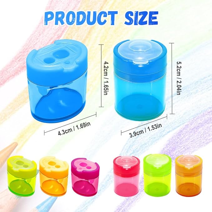 4 Pcs Pencil Sharpeners with Lid, 2025 New Small Dual Hole Manual Pencil Sharpener, Colored Handheld Pencils Sharpener for Classroom Home Office Back to School Supplies (Oval)-DeskLoop Office