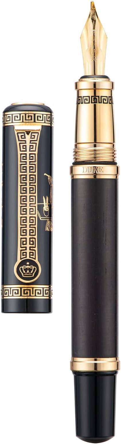 Lanxivi Duke Fude Pen Bent Nib Ebony, Sima Qian Memorial Fountain Pen Medium to Broad Art Drawing Calligraphy Handwriting Pen-DeskLoop Office