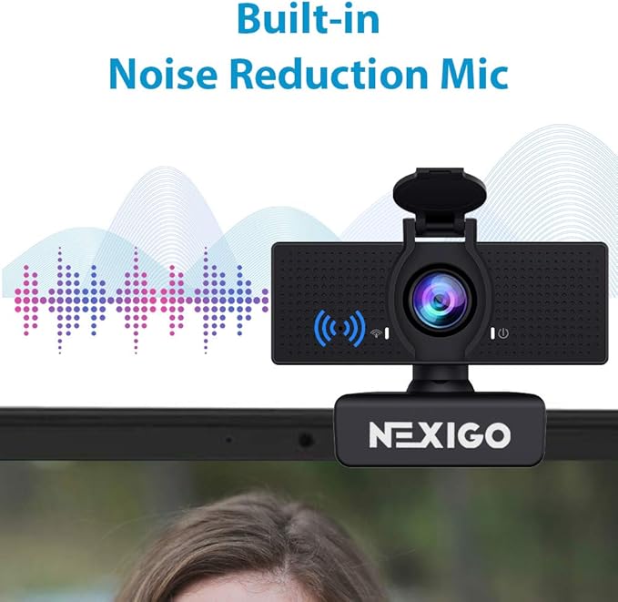 NexiGo N60 1080P Webcam with Microphone, Adjustable FOV, Zoom, Software Control & Privacy Cover, USB HD Computer Web Camera, Plug and Play, for Zoom/Skype/Teams, Conferencing and Video Calling-DeskLoop Office