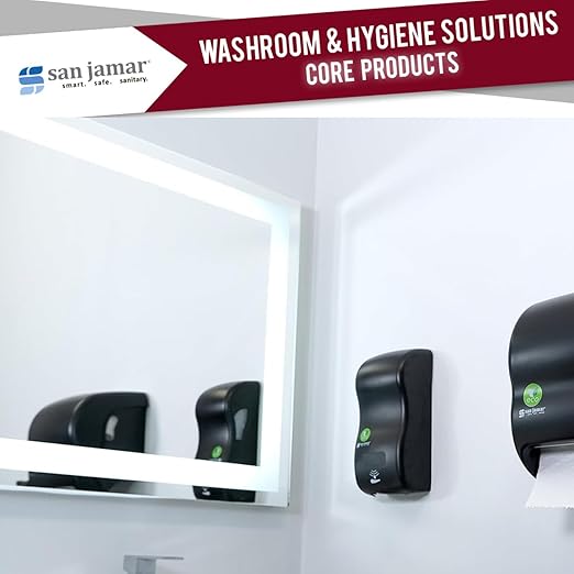 San Jamar Ecologic Smart Essence Recycled Plastic Electronic Paper Towel Dispenser, Universal Roll Capacity, Wall Mounted Dispenser with Zero Waste for Home and Business Universal, Black-DeskLoop Office