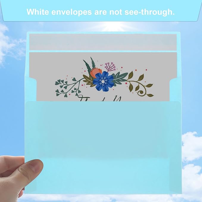 Joyberg 50 Pack Blue 5x7 Envelopes - Self Seal for Weddings, Invitations, Photos & Greeting Cards-DeskLoop Office