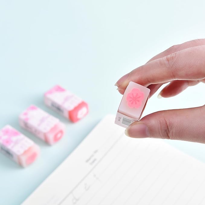 18 Pack Sakura Jelly Erasers for Kids, Pink, Rectangular, Rubber & Plastic, Kawaii School Supplies Prize Gifts Party Favors-DeskLoop Office