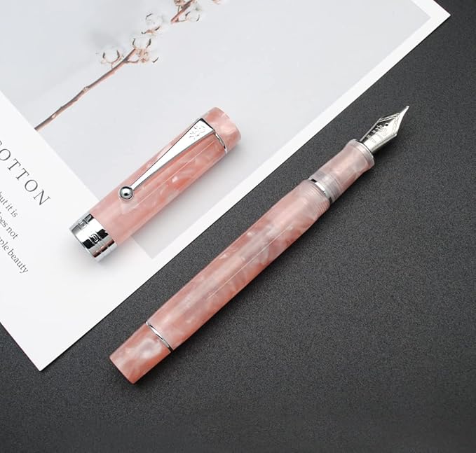 JINHAO 100 Fountain Pen with Ink Converter (Medium Nib 0.7mm, Sakura Pink with Silver Clip)-DeskLoop Office