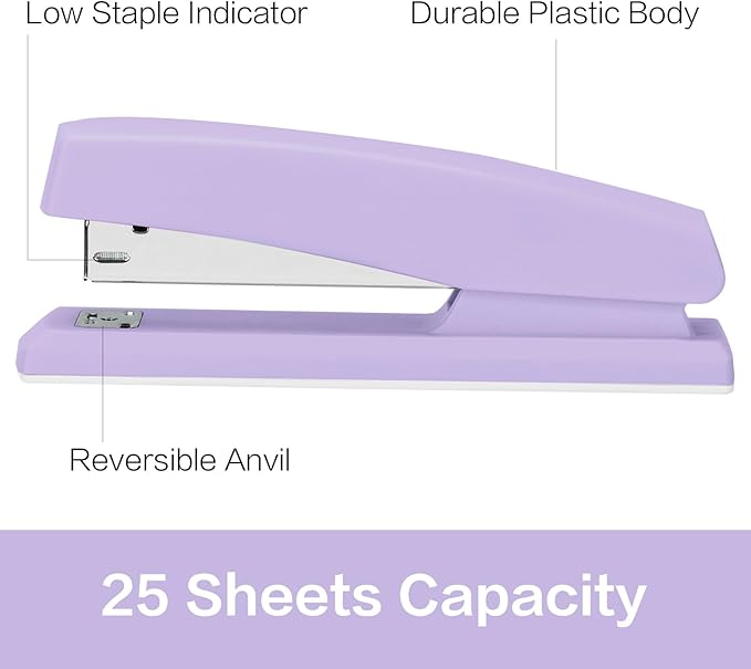 Deli Stapler, Desktop Stapler, 2 Pack, Office Stapler, 25 Sheet Capacity, Includes 2000 Staples and 2 Staple Removers, 2 Pack,Purple-DeskLoop Office