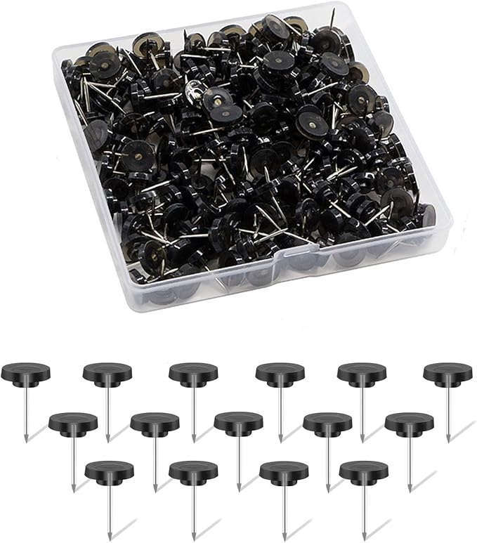 Black Push Pins for Cork Board,Flat Thumb Tacks for Wall Hangings,120 Pcs Flat Head Push Pins for Bulletin Board Plastic Thumb Tacks Steel Point in Reusable Box-DeskLoop Office