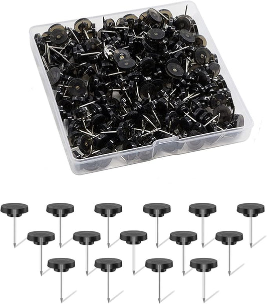 Black Push Pins for Cork Board,Flat Thumb Tacks for Wall Hangings,120 Pcs Flat Head Push Pins for Bulletin Board Plastic Thumb Tacks Steel Point in Reusable Box-DeskLoop Office