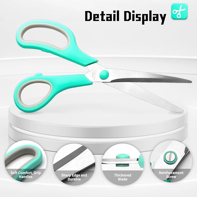Vitoler Scissors All Purpose, 8.5" Heavy Duty Scissors Bulk,Cute Scissor for Office Craft Fabric, Back To School Supplies-DeskLoop Office