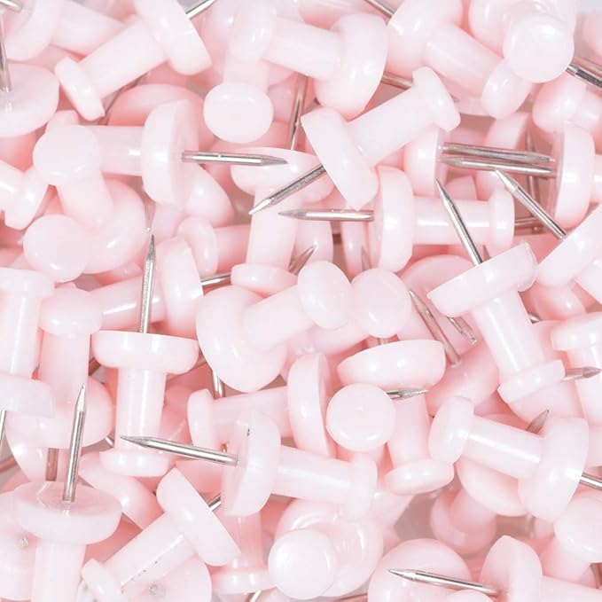 JAM PAPER Colorful Push Pins - Baby Pink Pastel Pushpins - 100/Pack-DeskLoop Office
