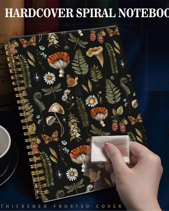 Spiral Journal Notebook,A5 Hardcover Lined Journals for Women Girl 6 x 8.3 in,120 Pages Thick Paper,Cute College Ruled Writing Notebook for Gifts Office Work School(Mushroom Forest Plant)-DeskLoop Office