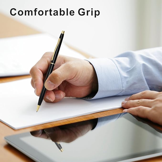 Cambond Black Pens Ballpoint Pens - Black Ink Bulk 1.0 mm Medium Point Smooth Writing Office Pens for Men Women Police Uniform Office Business, 10 Pack (Black)-DeskLoop Office