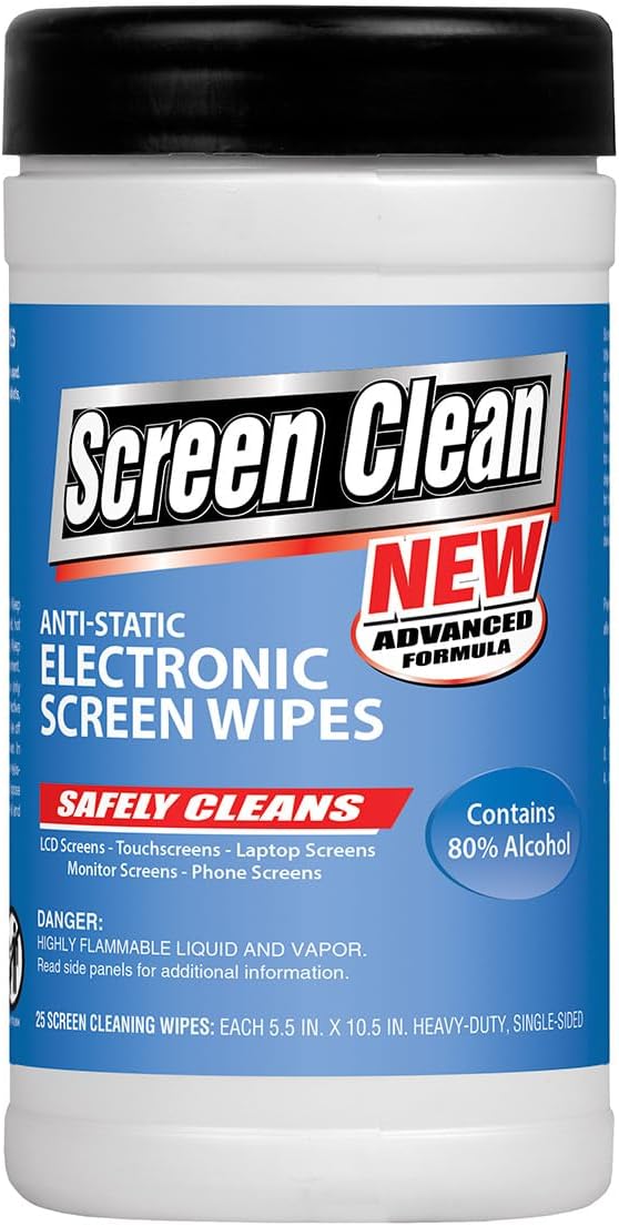 Zenex Screen Clean Anti-Static Electronic Screen Wipes - Single Sided Non-Abrasive Towels | For TV, Phones, Monitors | Quick Dry & Streak-Free | Prevents Static Build-up (3 Pack | 75 Sheets Total)-DeskLoop Office