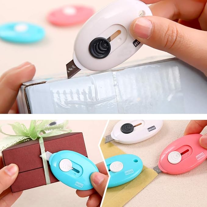 10PCS Mini Retractable Utility Knife, LZYMSZ Paper Cutter, Box Cutter for Letter Opener, Pocket Knife for Office, School Supplies, Random Color