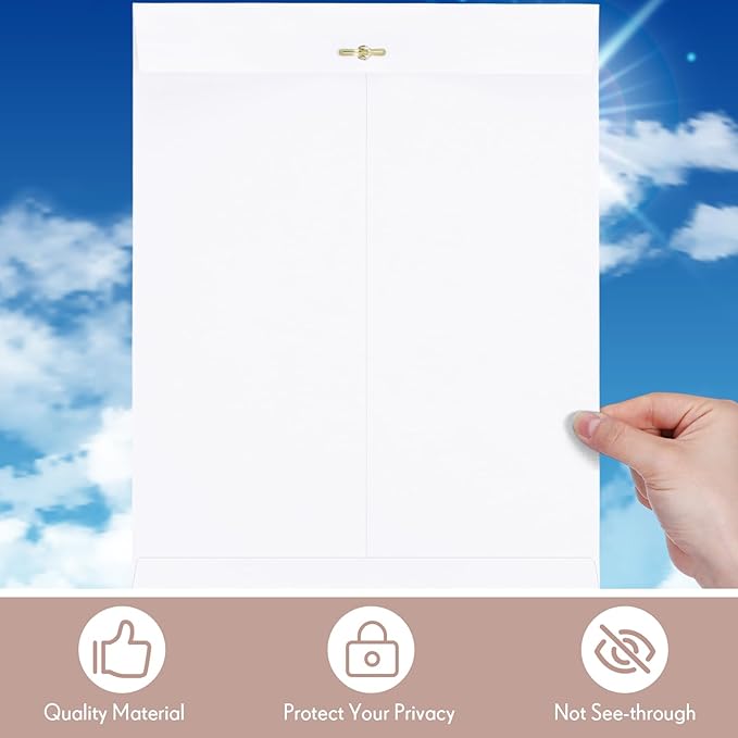 Teling 50 Pcs Manilla Envelopes Clasp Kraft Catalog with Closure for Storing Mailing 28 lb Kraft Envelope Paper for Office Document School Business Home (White,10 * 13)-DeskLoop Office