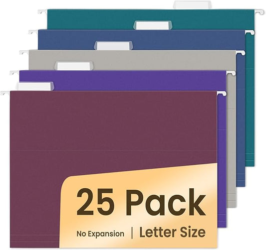 SUNEE Hanging File Folders Vintage Colors, 25 Pack Letter Size File Folders with 1/5-cut Tabs, Stay Organized for Your Home and Office Bulk File and Documents-DeskLoop Office