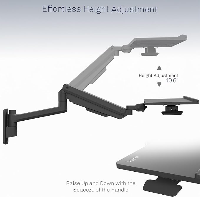 VIVO Sit-Stand 24 Inch Pneumatic Spring Keyboard and Mouse Tray Wall Mount, Counterbalance Height Adjustable Typing Platform, Ergonomic Tilt, Black, MOUNT-KB35C-DeskLoop Office