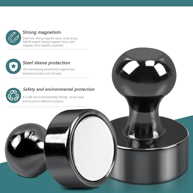 22 Pack Fridge Magnets, Black Strong Magnets for Whiteboard, Push Pin Magnets Refrigerator Magnets Small Strong Neodymium Magnet for Office, Classroom, Kitchen, Home-DeskLoop Office