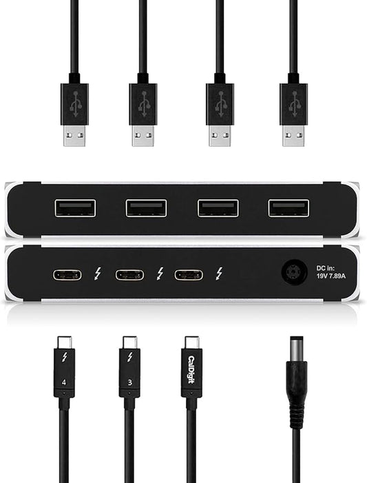 CalDigit Thunderbolt 4 Element Hub - 4X USB4 Ports, USB 3.2 Gen2 10Gb/s, Single 8K or Dual 4K Displays, 60W Charging, 0.8m Cable-DeskLoop Office