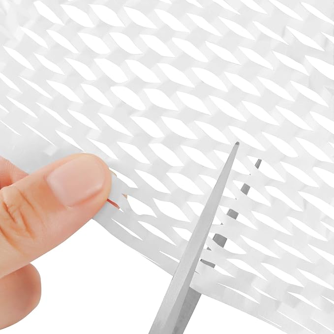 JAPCHET 15 In x 164 Ft White Honeycomb Packing Paper, Honeycomb Paper with Sticker Labels and 10 m Rope Honeycomb Wrap Roll for Packaging and Shipping-DeskLoop Office