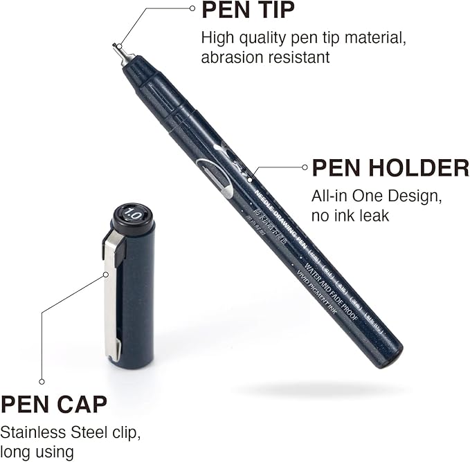 Micro Fineliner Drawing Art Pens Calligraphy Pens for Artist Drawing Supplies, 16 Set Waterproof Black Ink Pens for Sketching,Technical Drawing-DeskLoop Office
