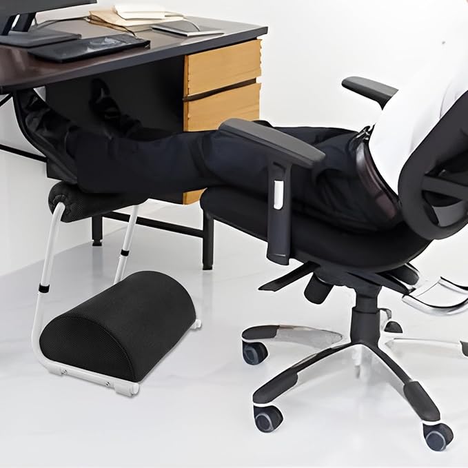 Foot Rest for Under Desk at Work - 3 Positions Height Adjustable Leg Rest for Office or Home Use, Ergonomic Footrest with Detachable Cushion-DeskLoop Office