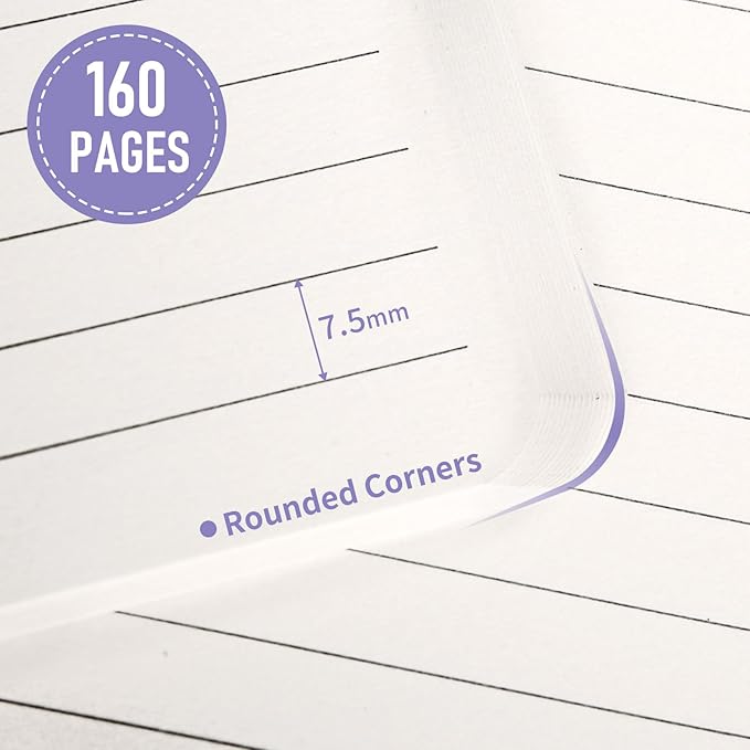 Hardcover Executive Notebooks, 160 Pages Line Ruled Classic Notebook Journal, Leather Notebooks with Pen for Bussiness College Writing MintPurple
